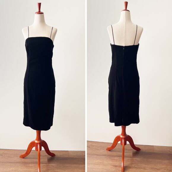 Vintage Cachet by Bari Protas Velvet Cami Black Dress - Picture 1 of 7